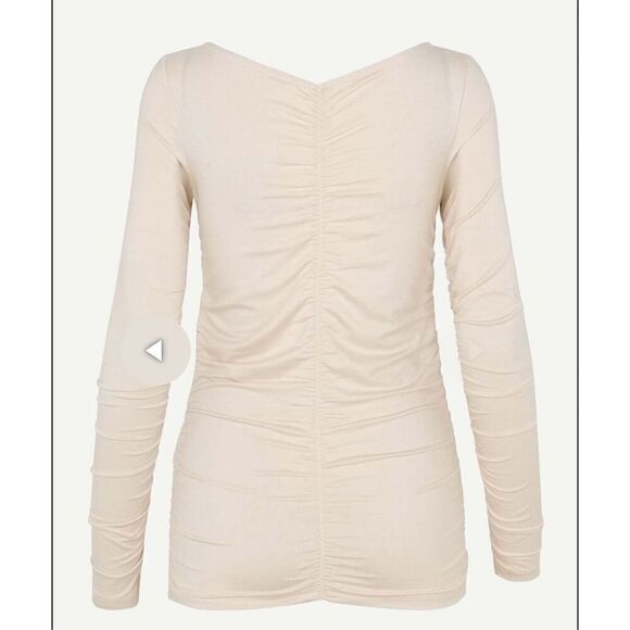 Samsoe Samsoe Ruched Long Sleeved T in Cream NWOT Size XXS - Picture 1 of 8